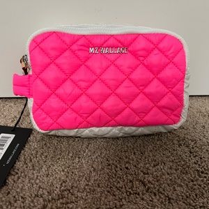 MZ Wallace Sam Cosmetic bag in Pearl/neon pink.